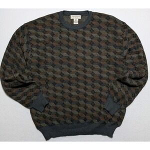 Tricots St Raphaël Merino Wool Geometric Knit Crewneck Sweater Size L